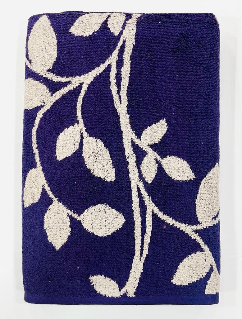Bombay Dyeing Gama 450 Gsm | 100% Cotton Large Size Bath Towel Collection (Gama Large Swirl) - Blue & White