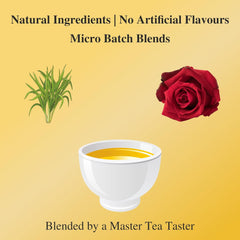 San-Cha Rose & Lemongrass Herbal Tea - 15 Pyramid Tea Bags | Promotes Skin Glow & Prevents Skin Ageing - Floral & Citrus Aroma | Caffeine Free Herbal Tea
