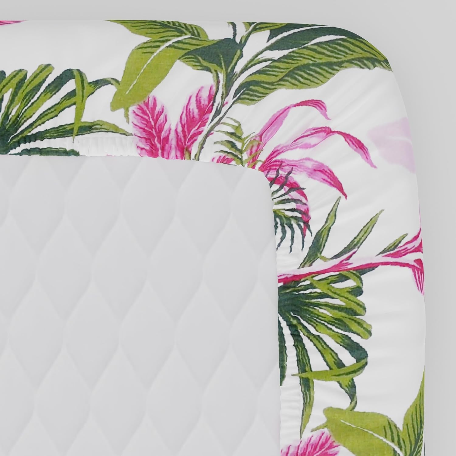 Single Bedsheet Elastic Fitted Cotton With 1 Pillow Cover | 36 X 78 Inches, Pink & Green | Ideal For Home, Guest House, Hotel | Soft & Breathable Fabric