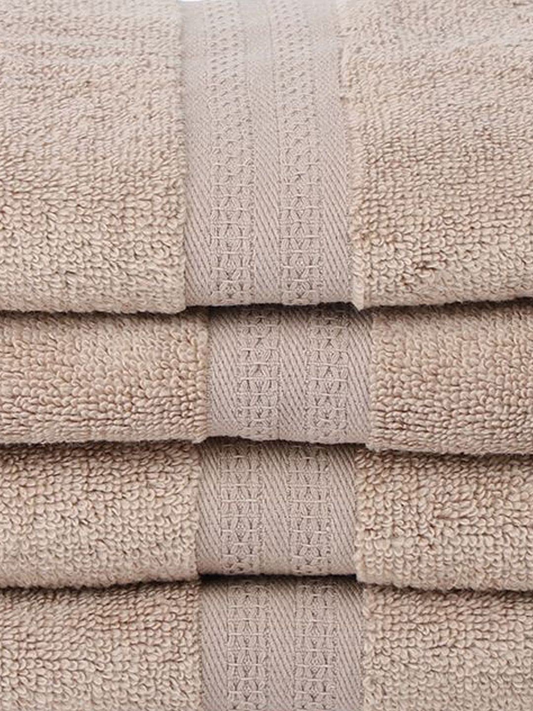 Bianca Ultra Soft Zero Twist 100% Cotton Towel Hand Towel 480 Gsm | Super Absorbent, Fluffy, Aerocore Organic Technology - For Men, Women, Gym, Kitchen (Wheat)- Pack Of 4