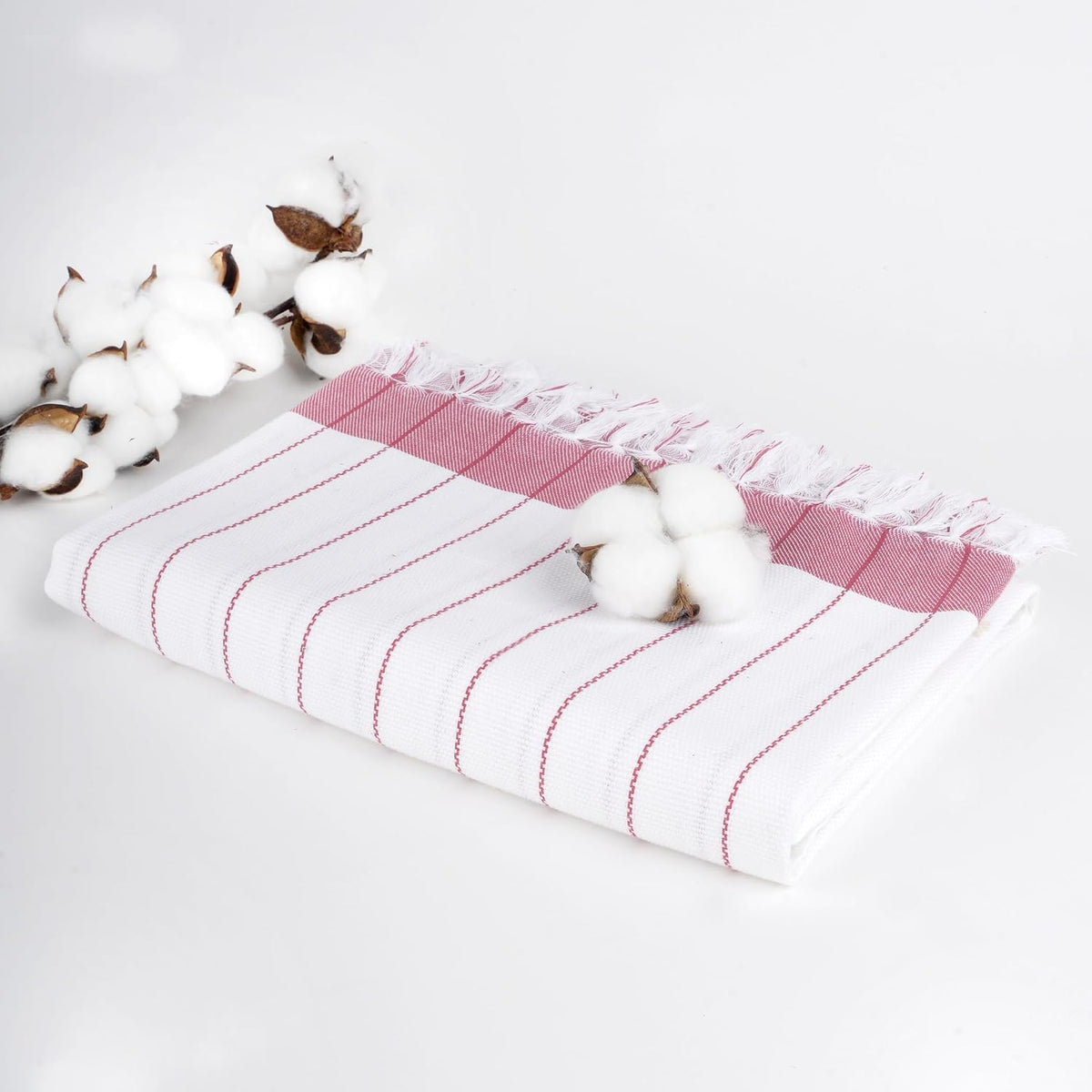 Thirsty Towel Cotton Bath Towel 200 Gsm | Super Soft & High Absorbency Quick Dry Bath Towels Large Size For Men, Women & Kids, Pinstripe (Merlot Mauve)