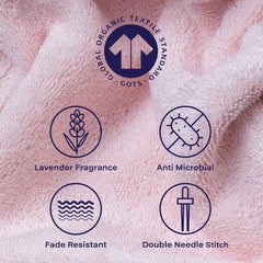 Feather & Spun Organic Cotton Lavender Fragrance Hand Towel 500 Gsm | Anti Microbial Fade Resistant Double Needle Stitch Hand Towel (Velvet Rose) - Pack Of 2