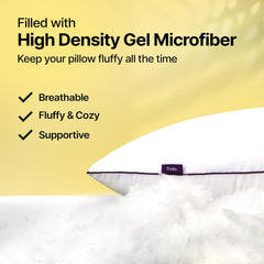 Ultimate Cozy Sleeping Pillow, Gel Microfiber Bed Pillow, White, King Size | Bed Pillow For Long Lasting Fluffiness, Breathable & Hypo - Allergenic Cushion For Bed - Pack Of 4