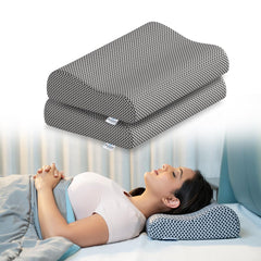 Memory Foam Cervical Pillow, Orthopedic Pillow, Standard Size - 19 X 11 Inch | Midnight Blue, Neck Support Pillow For Sleeping, Neck & Shoulder Pain | Removable Zipper Cover - Pack Of 2
