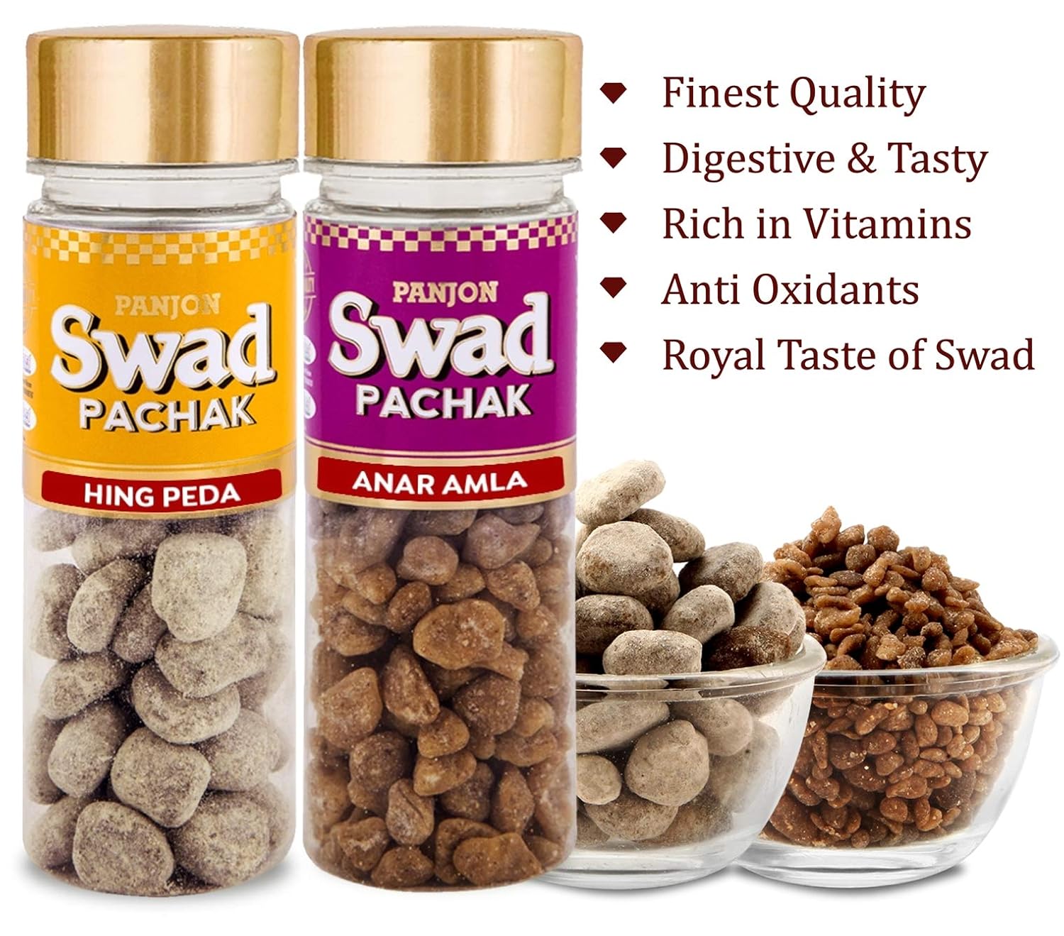 Panjon Swad Hing Peda & Anar Amla Pachak Mouth Fresheners 480gm, (240gm *2) | 2 Bottles