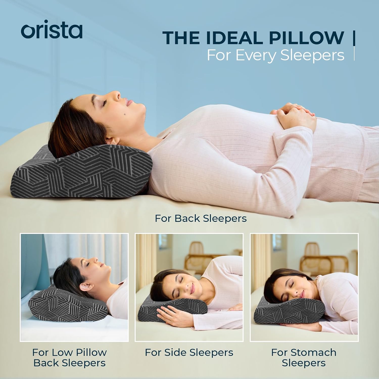 Advance Gel Blended Cervical Memory Foam Pillow, Grey, Standard Size - 19 X 12 X 4 Inch | Neck & Shoulder Support, Pillow For Sleeping | Improves Posture & Spinal Alignment - Set Of 1