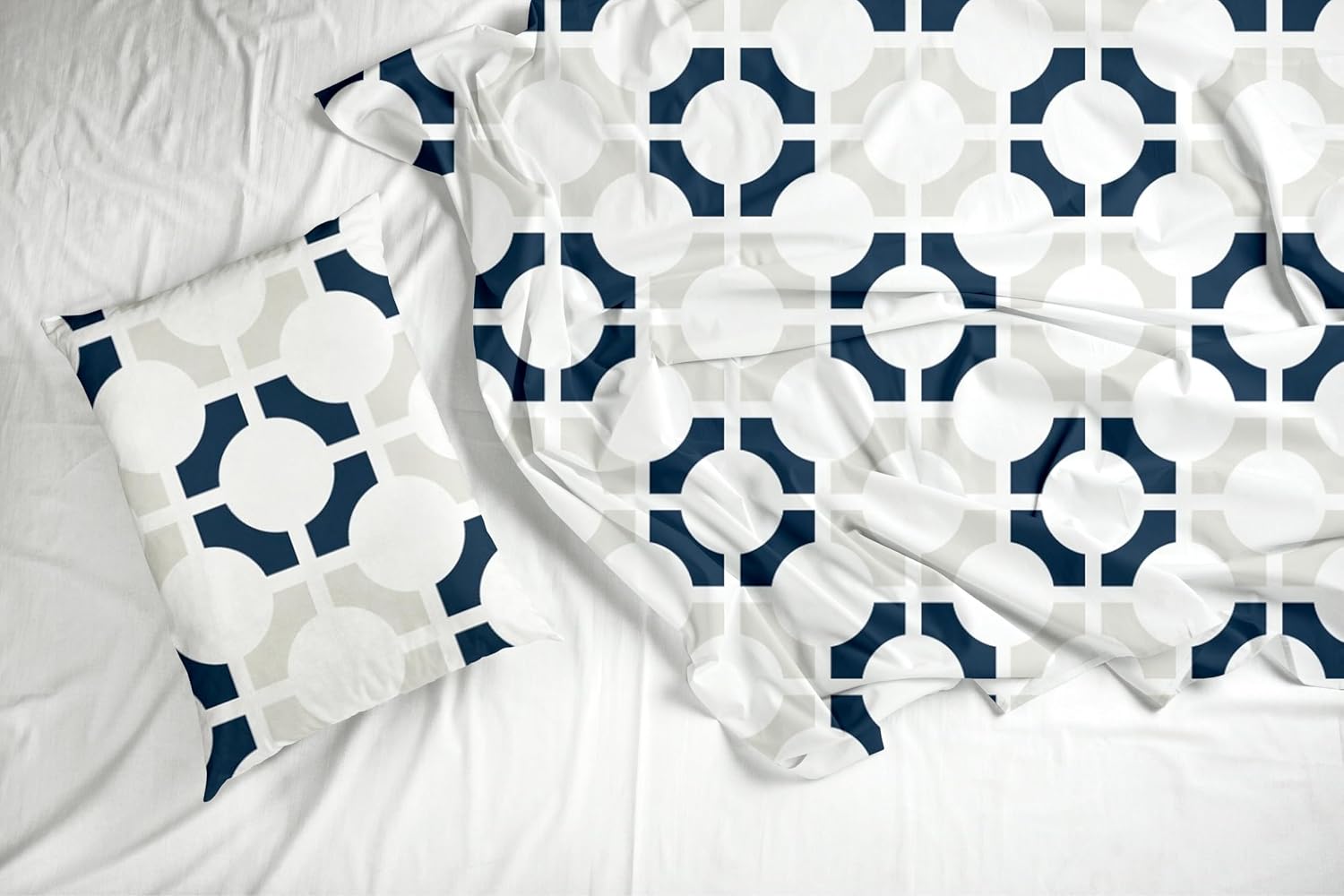 1 Single Bedsheet With 1 Pillow Cover - 54 X 84 Inches, Grey & Colonial Blue | Comfort Meets Everyday Styles | Traditional Ideal For All-Season Use