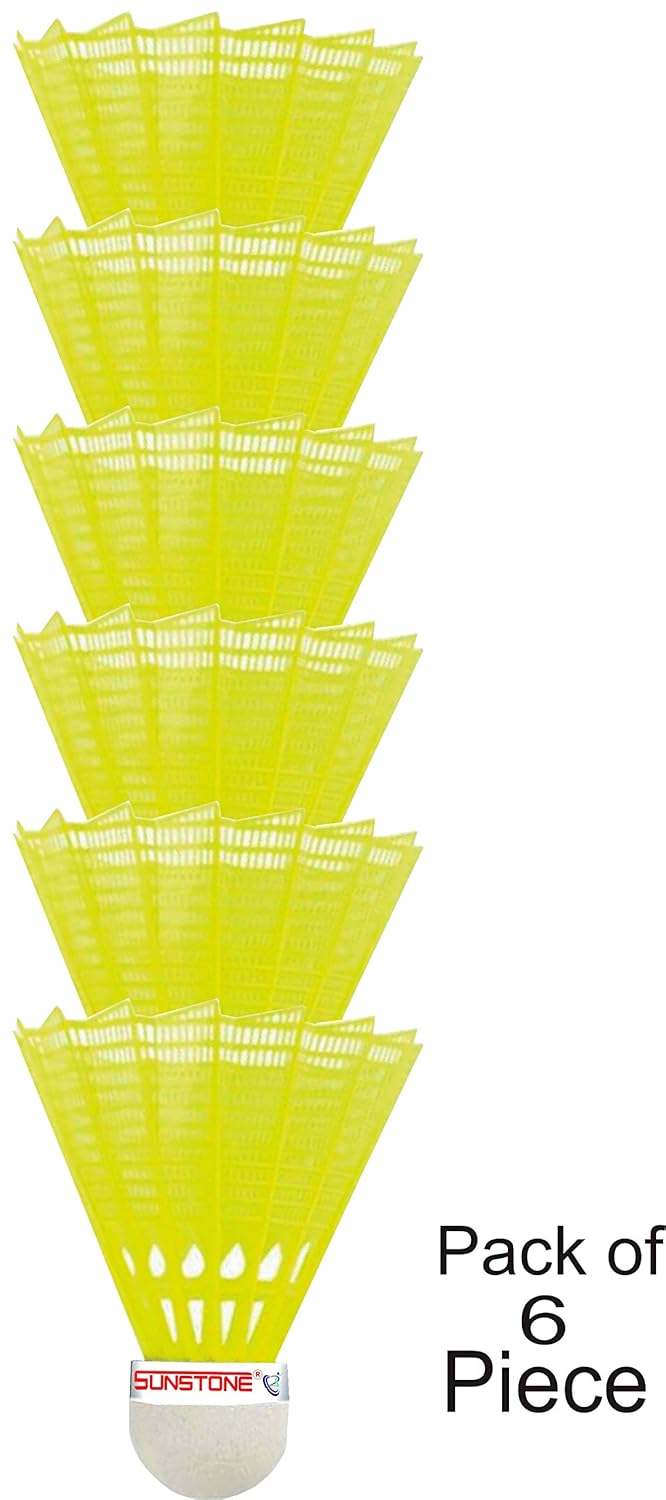 Sunstone N77 Badminton Nylon Shuttlecocks , Ideal For Training Or Practice Purposes | Yellow , Pack Of 6