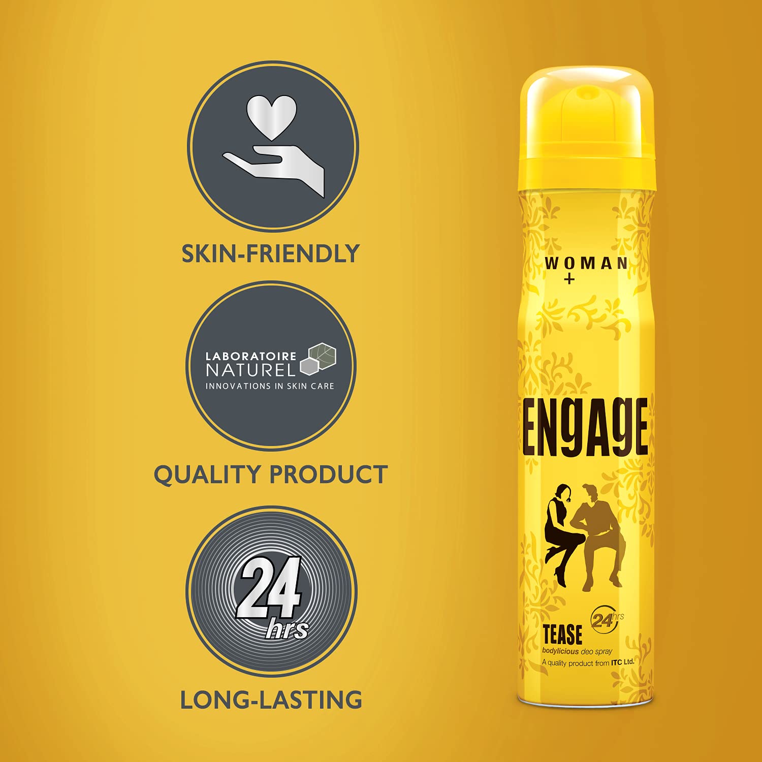 Engage Tease Deodorant For Women | Citrus & Floral , Skin Friendly Fragrance Body Spray 150ml 5 Fl.oz. | Perfect For All Occasions