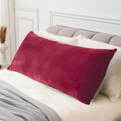 Full Body Pillow, Long Sleeping, For Side Sleeping Hugging, Cuddling, Maroon - 54 X 18 Inches | For Relaxing & Pregnancy Comfort, Velvet Pillow With Removable Cover, Adjustable Pillow