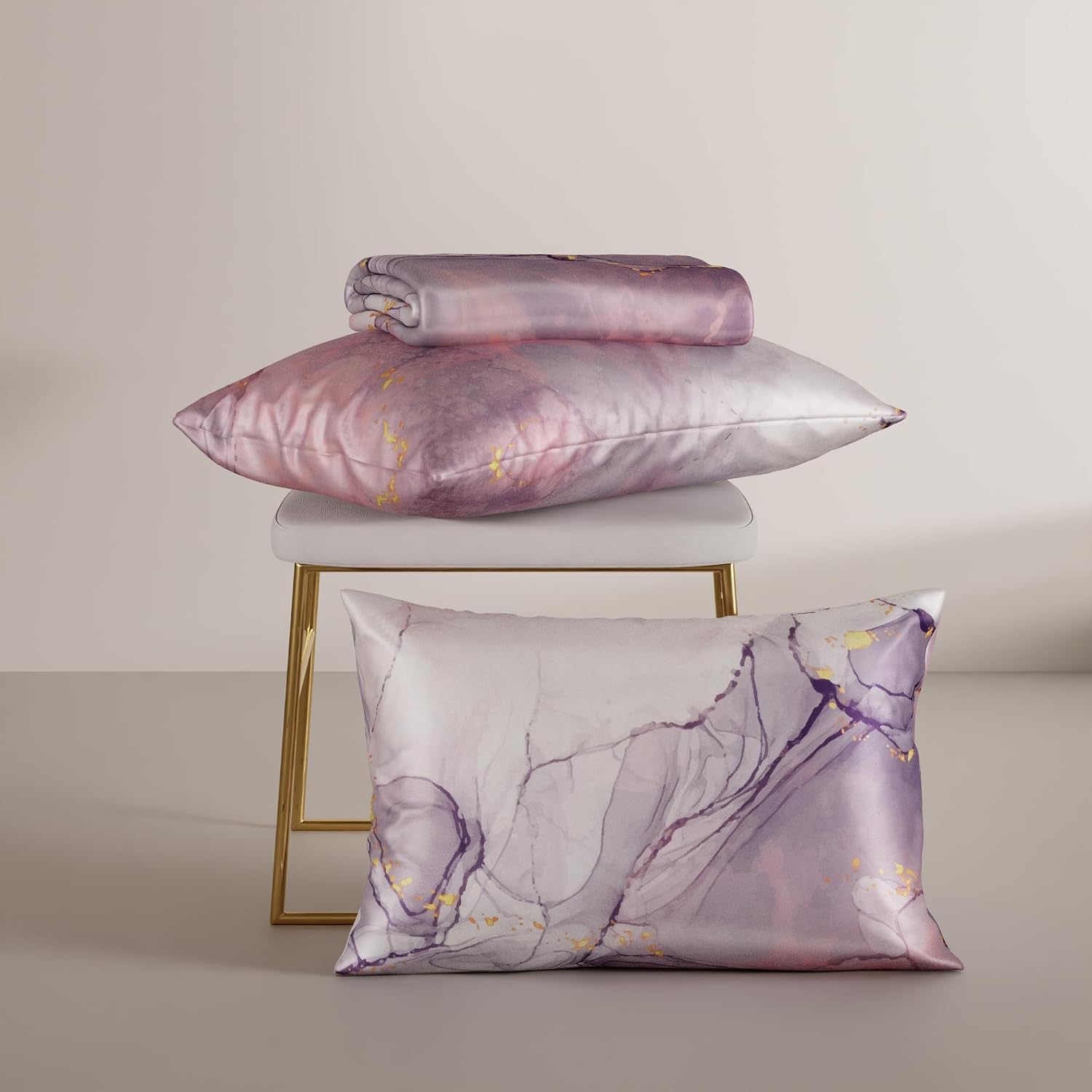 Super King Bedsheet With 2 Pillow Covers - 108 X 108 Inches, Lavender & Peach | Hypoallergenic, Breathable, Gentle On Skin & Hair, Fade & Wrinkle Resistant, Wedding Gift For Couples