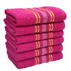 Stamio Cotton Hand Towel 390 Gsm | For Men, Women, Home Use, Gym, Wash Basin, Kitchen | Soft Absorbent Quick Dry Small Size Towels (Pink) -Set Of 6
