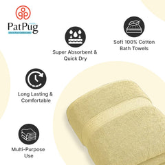PatPug 100% Indian Ultra Soft Cotton 450 Gsm Bath Towel Large Bath Towel | Highly Absorbent Quick Drying Durable Towel For Men, Women & Kids (Sunray Yellow)