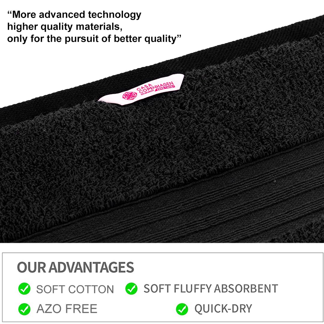 Casa Copenhagen Egyptian Cotton Zero Twist Large Bath Towel 500 Gsm (Black)