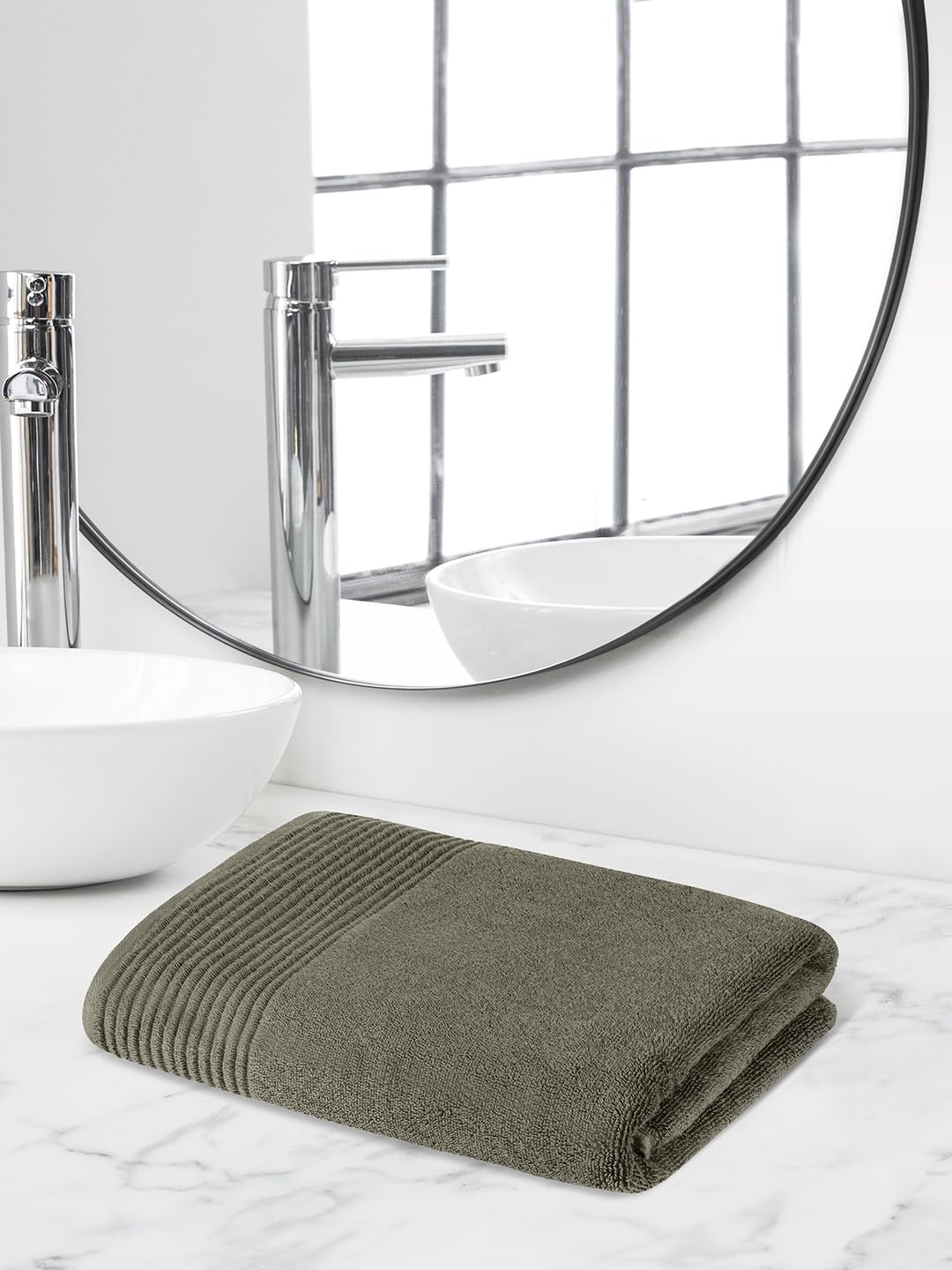 Himeya 100% Cotton Large Size Bath Towel 600 Gsm | Bath Towel For Men & Women (Recycled Grey)