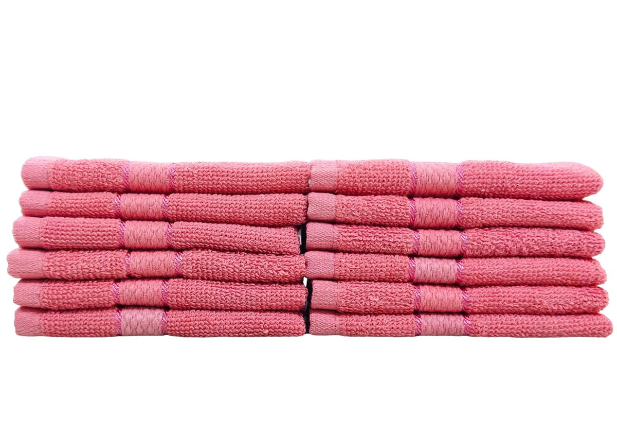 Caslino Small Cotton Face Towels 2000 Gsm | Soft & Absorbent Towel For Women & Men - Coral Red (Set Of 24)