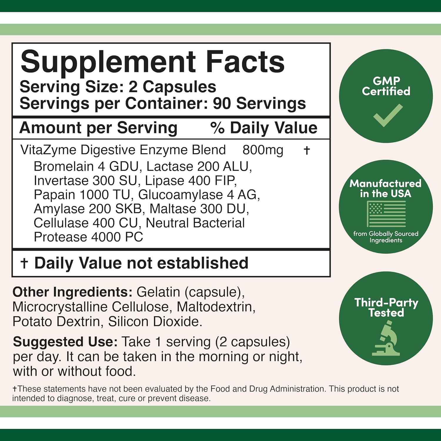 Urban Star Digestive Enzymes 800mg Blend Of All 10 Most Essential Digestive & Pancreatic Enzymes Amylase, Lipase, Bromelain, Lactase Etc | 180 Capsules, 300gm 0.66lbs