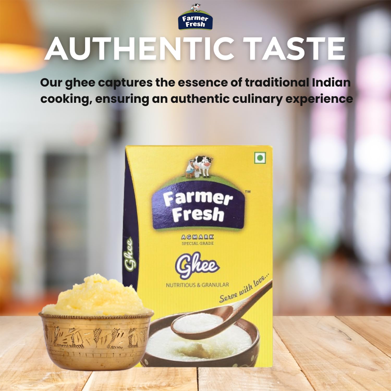 Organic Agmark Ghee By Farmer Fresh | Rich Flavor & Authentic Taste Perfect For Desserts | (500ml) 16.9 Ounce | Box Pack