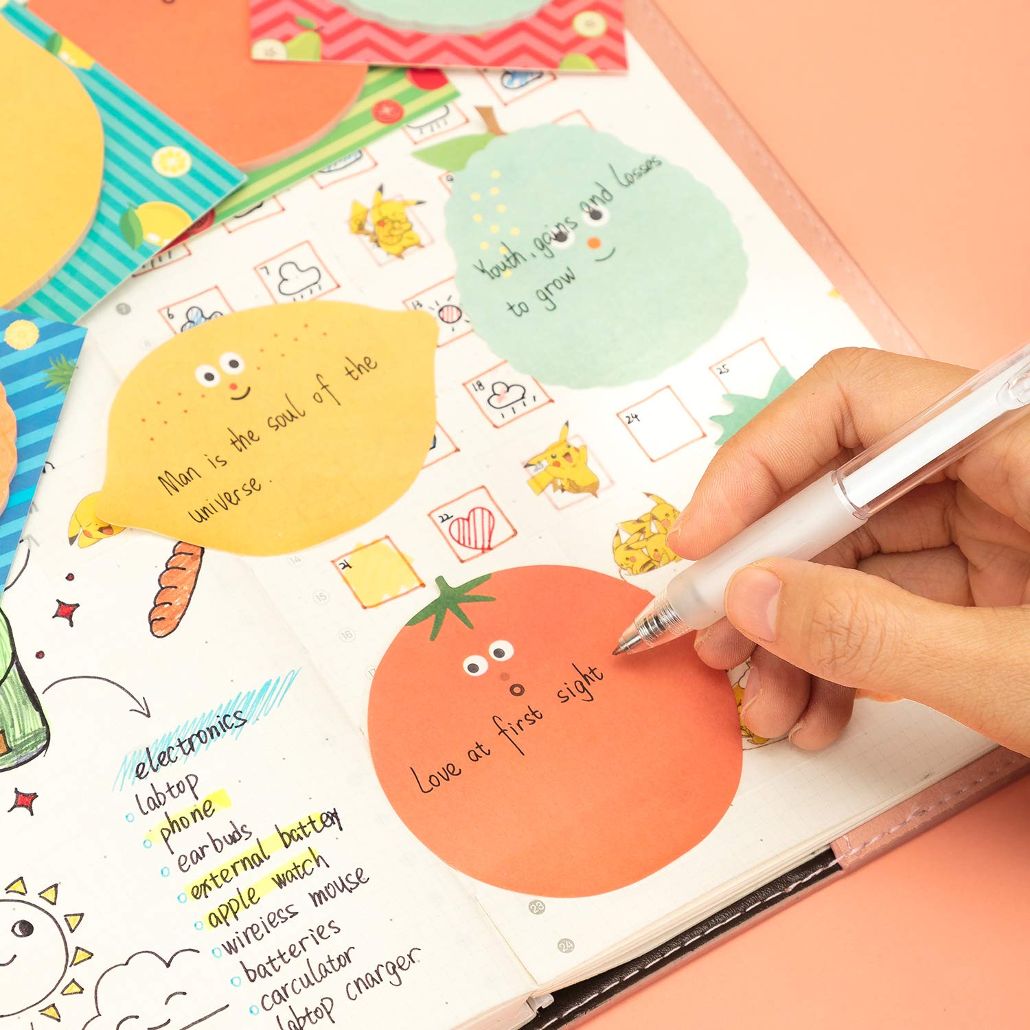 Fruit Design Sticky Notes | 3x3 Inch, Size Self Adhesive Sticky Notes, 30 Sheets Each (Pack Of 1)