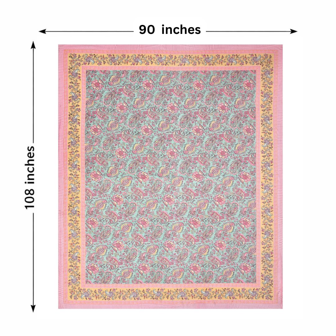 Pure Cotton Double Bedsheet For King Size With 2 Pillow Covers | 90 X 108 Inches, Sky Blue & Pink | Ultra-Soft & Skin-Safe | Breathable Summer Comfort