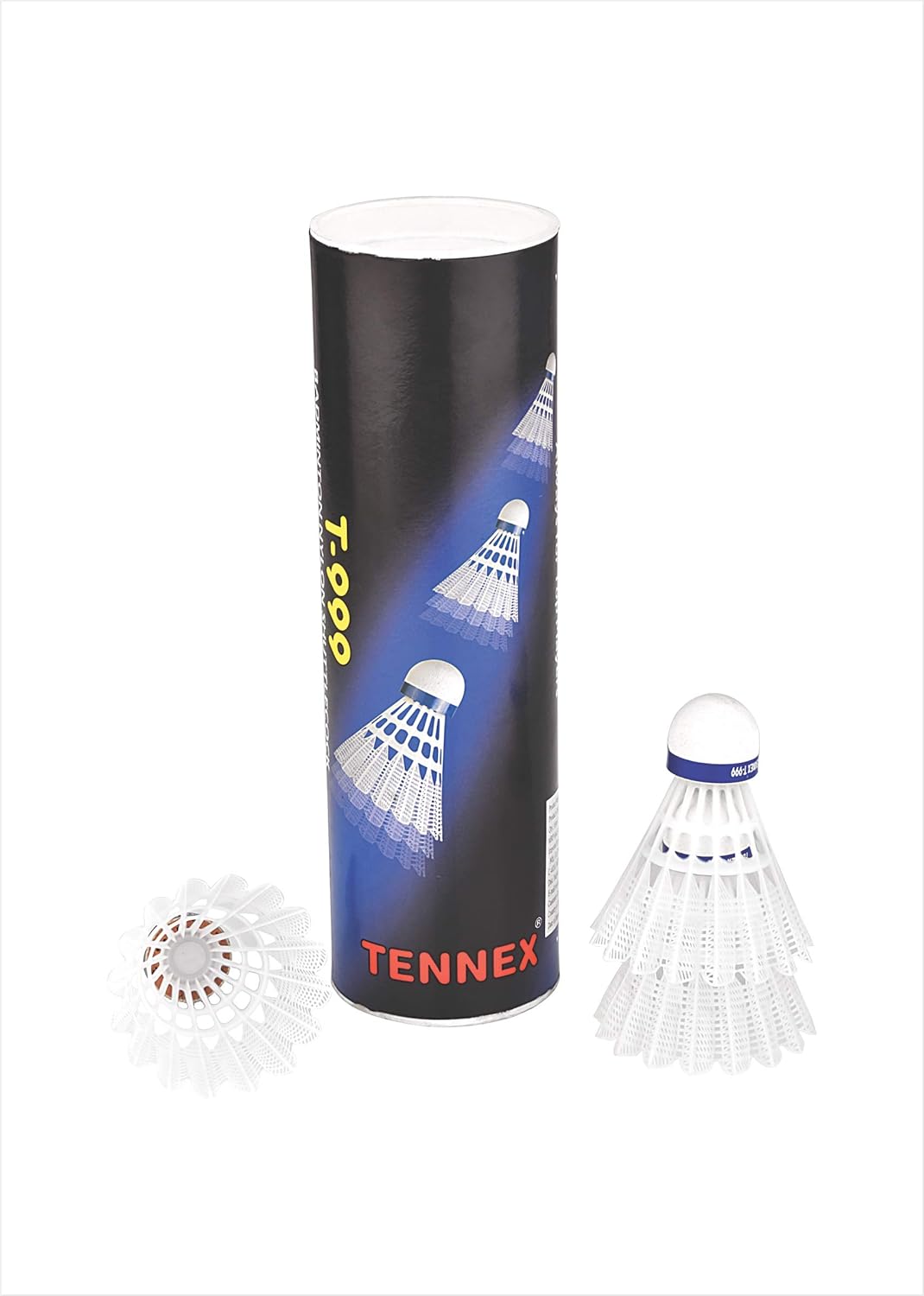 TENNEX T-999 Nylon Shuttlecock Tournament , Durable | White , Pack Of 6