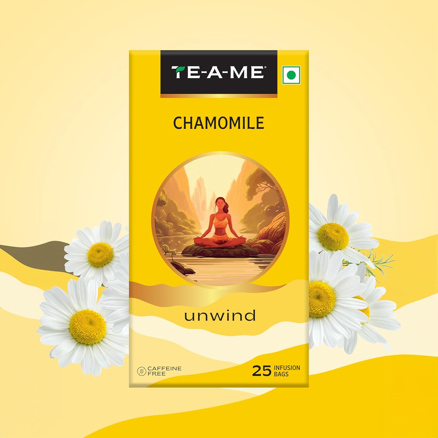 TE-A-ME Unwind Chamomile Tea - Pack Of 2 X 25 Infusion Tea Bags | Chamomile Tea For Good Sleep - Caffeine Free, Biodegradable | Packaging Might Vary