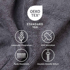 Feather & Spun Bamboo Lavender Fragrance Cotton Hand Towel 400 Gsm | Anti Microbial Fade Resistant Double Needle Stitch Hand Towel (Smoke Grey) - Pack Of 2
