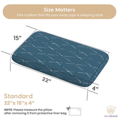 Cool Gel Memory Foam Pillow For Neck & Shoulder Pain, Standard Size - 4 Inch | Removable Zipper Cover, Blue Checks Cover, Compressible, Breathable | Ideal For Side Sleepers - Pack Of 1