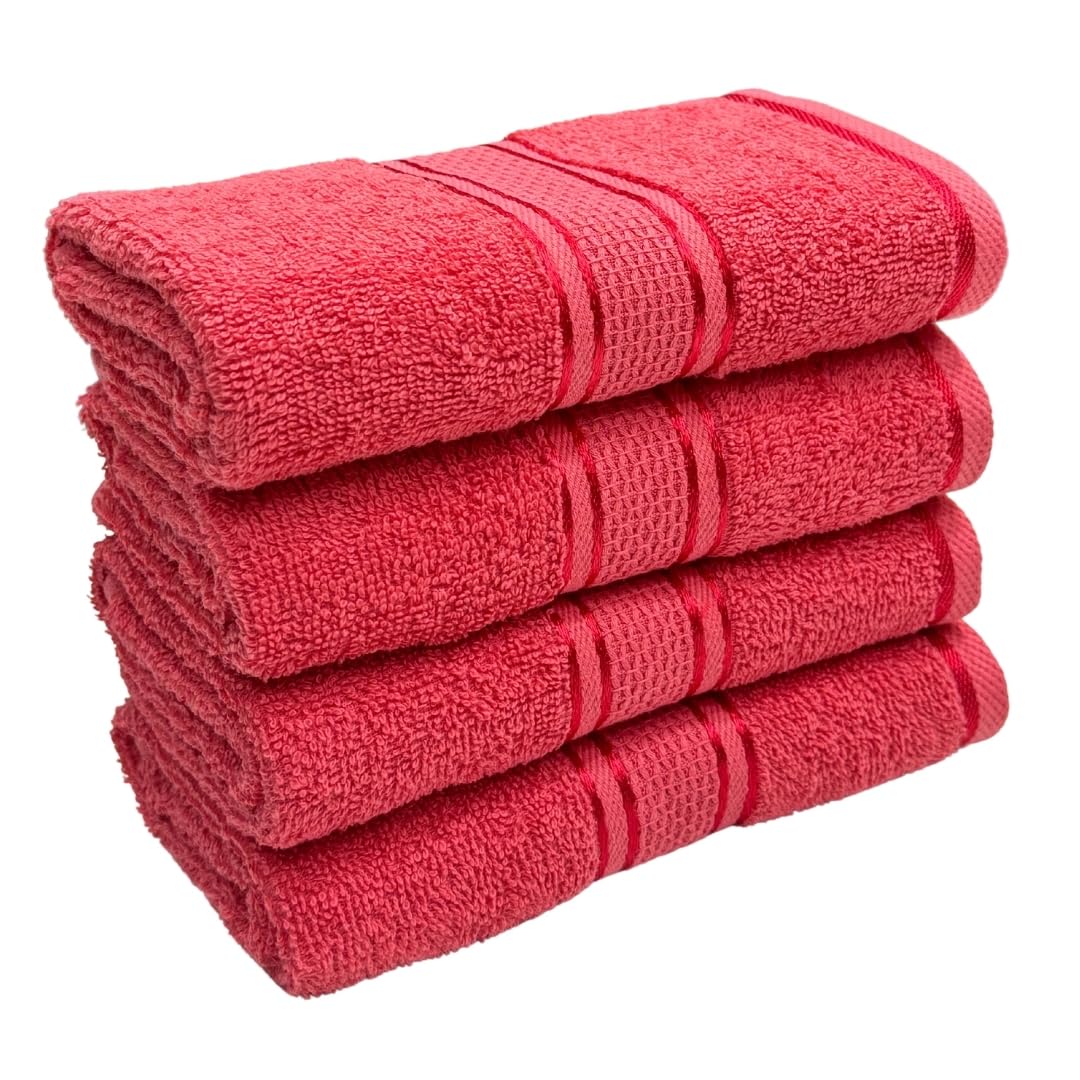 Stamio Cotton Hand Towel 800 Gsm | Soft, Absorbent, Quick Dry, Small Size Towels, Travel Friendly Towel (Gajri) - Set Of 4