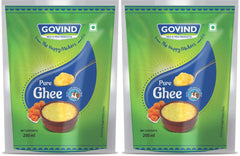 Premium Pure Cow Ghee By Govind | Rich In Vitamins A, D & E Healthy Nutrients Desi Ghee Good For Supports Digestion | 400ml (200ml * 2) 13.5 Ounce | Pouch Pack