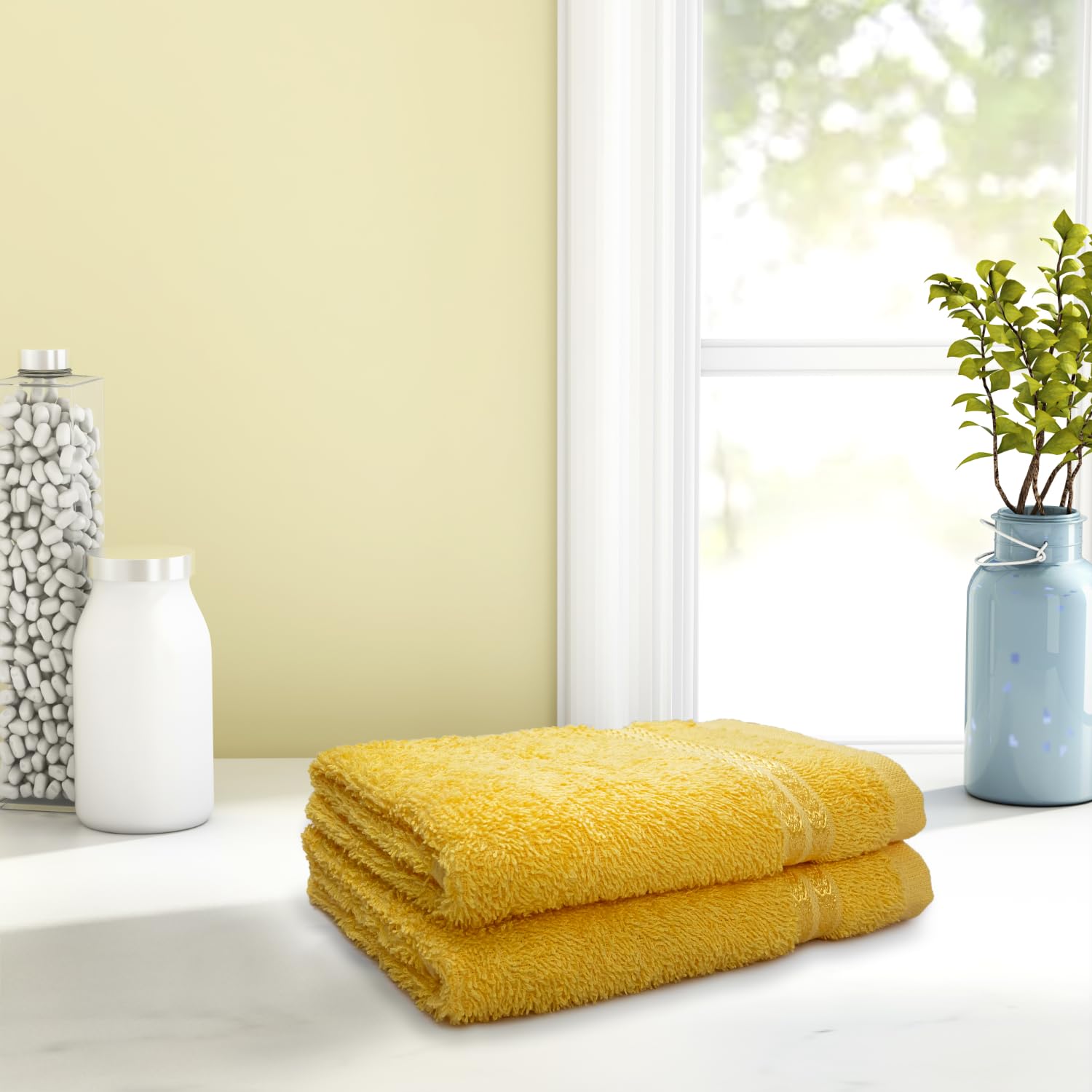 Welspun Anti Bacterial 100% Cotton Hand Towel 400 Gsm (Sunray Yellow)