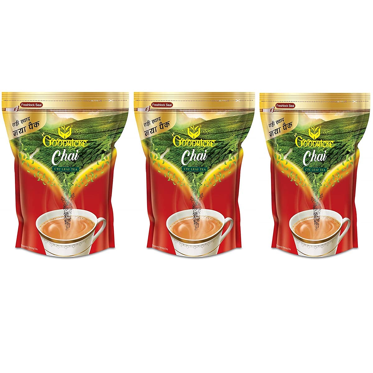 Goodricke Assam CTC Leaf Tea - Pack Of 3 X 500gm, 17.6 Ounce Each | 100% Pure & Natural Loose Leaves Tea - Premium Whole Leaf CTC Tea | Kadak Chai Patti - Richer Taste & Sweet Lasting Aftertaste