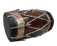 Professional Classical Dholak Nut & Bolt With Bag - Brown | Perfectly Symmetric Round Dholak - Dholak For Festival, Wedding, Satsang | Very Easy To Tune