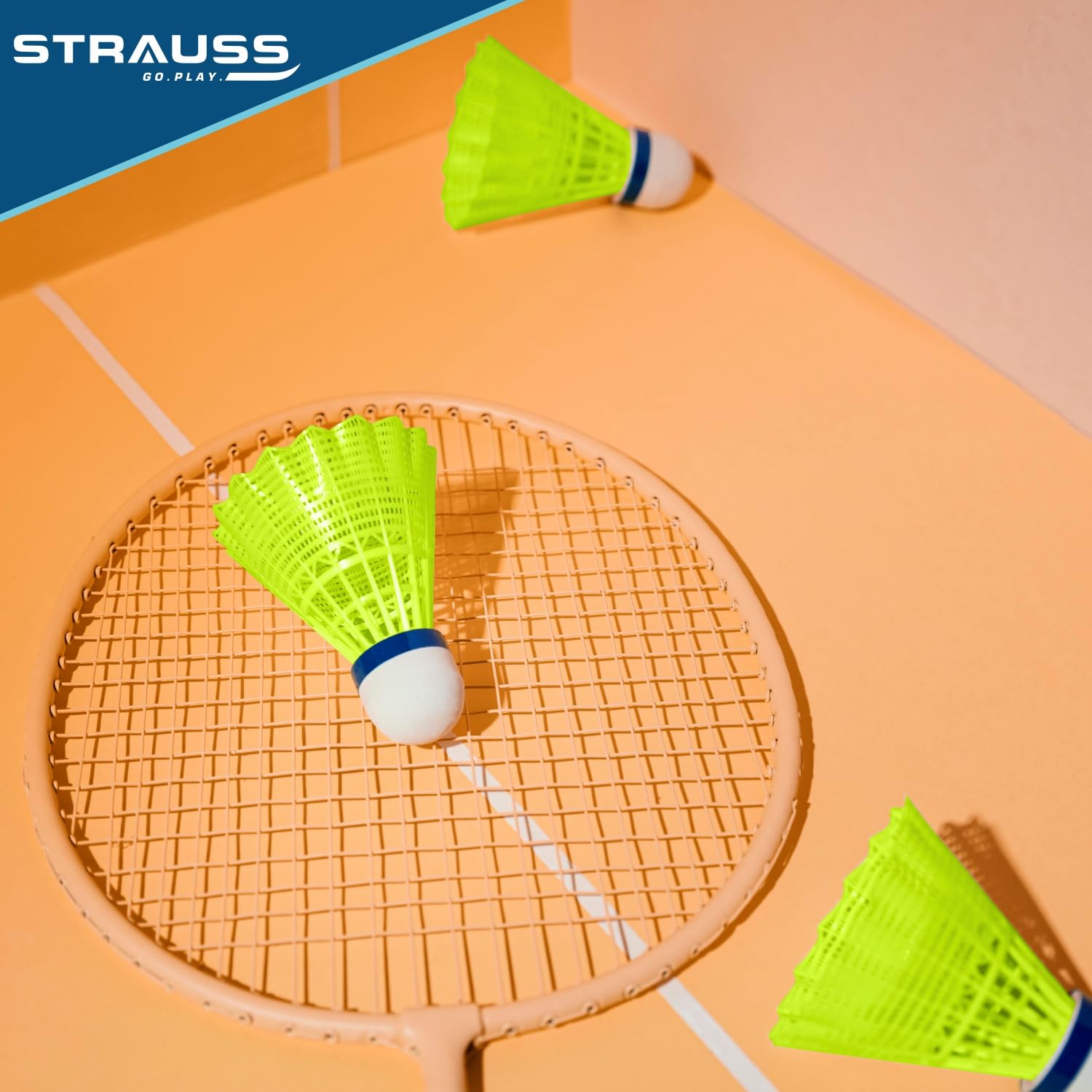 Strauss Smash Hit-22 Nylon Shuttlecock Stable Flight , Fast Recovery , Medium Speed | Yellow , Pack Of 6