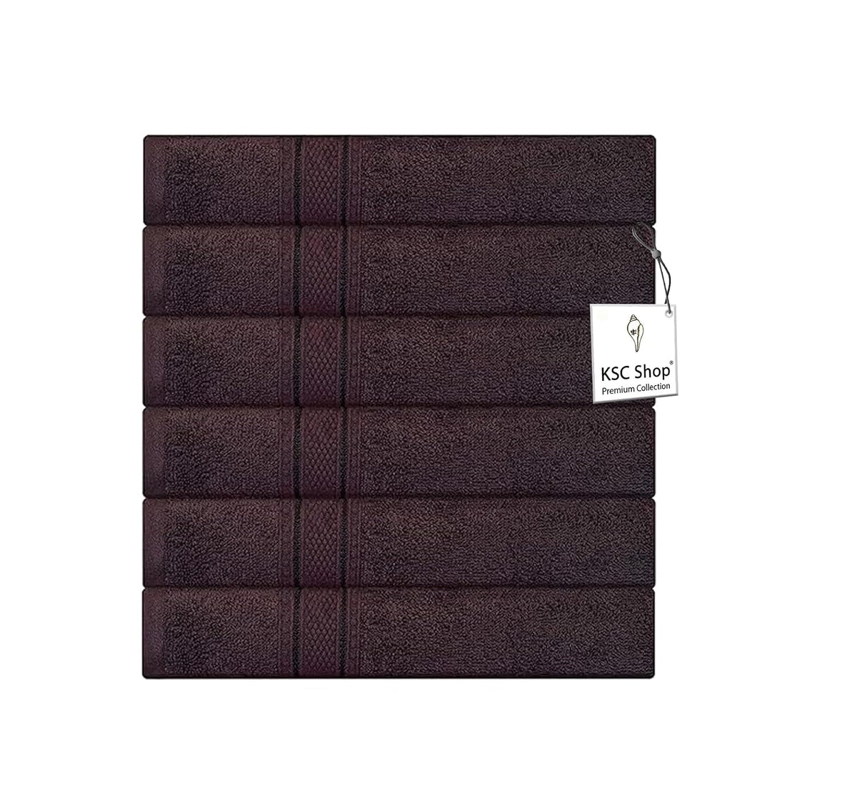 Ksc Shop Premium Luxury Cotton Face Towel 900 Gsm | Ultra Soft Highly Absorbent Face Towel (Dark Chocolate) - Pack Of 6
