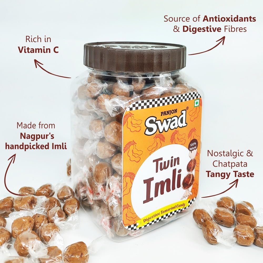 Panjon Swad Twin Imli Candy 800gm, (400gm *2) | Khatti Meethi Imly | Jar Pack
