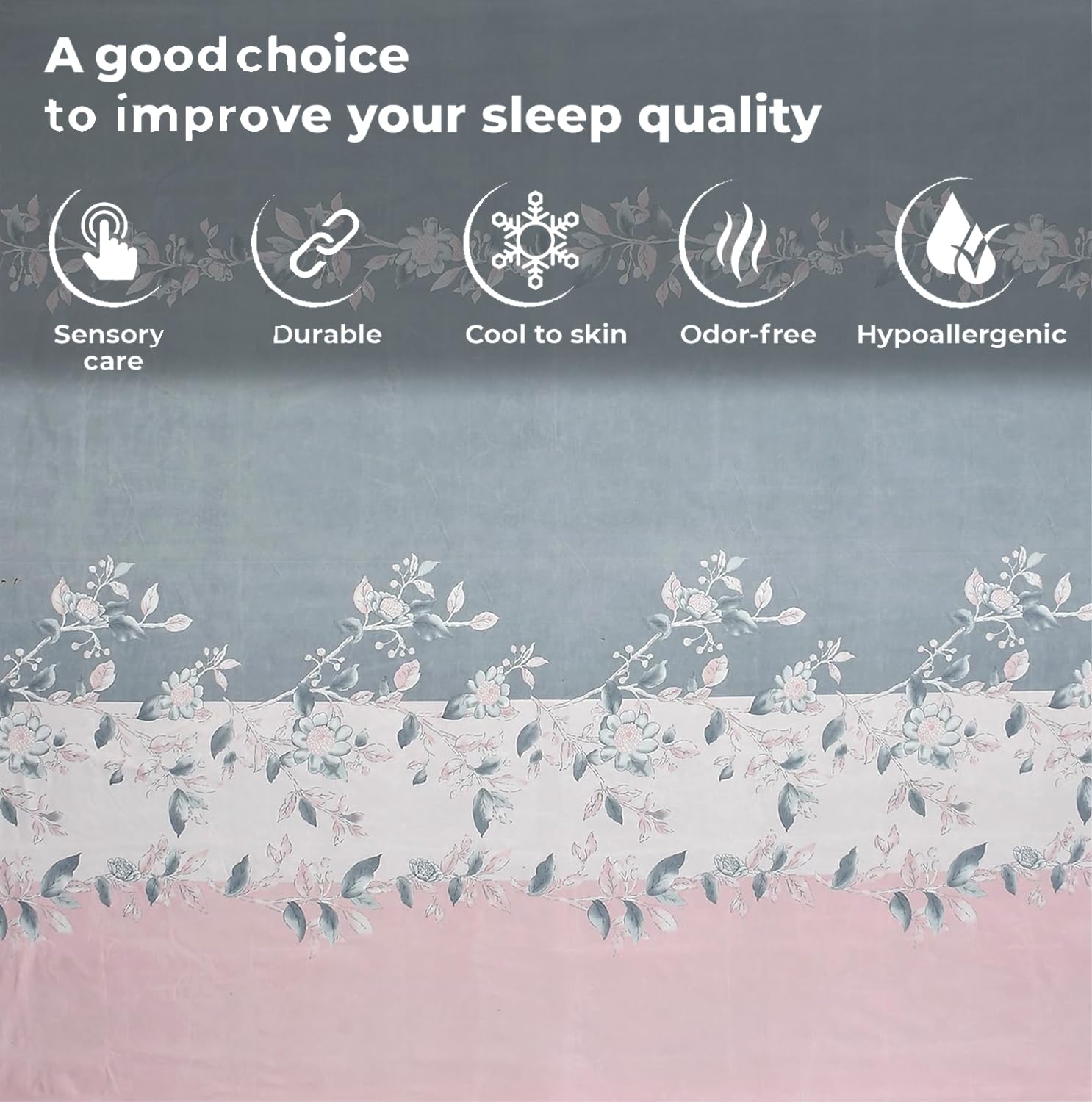 Microfiber Single Bedsheet Set With 1 Pillow Covers (60 X 90 Inches) Grey & Pink | Durable & Long-Lasting | 144 Thread Count | Wrinkle Free