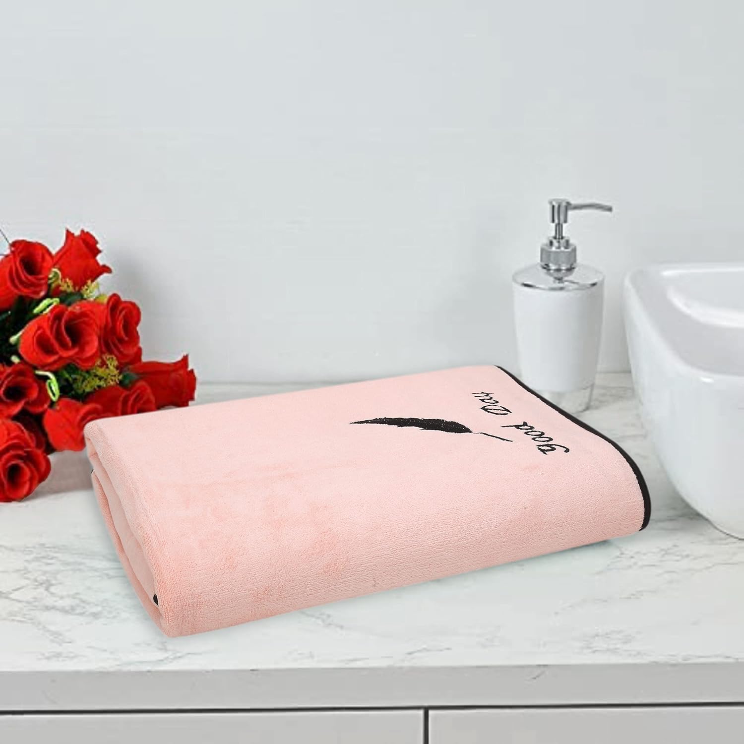 Khillayox Microfiber Unisex Anti-Bacterial Large Size Bath Towel 400 Gsm | Super Soft & Super Absorbent Bath Towels For Men, Women (Peach)