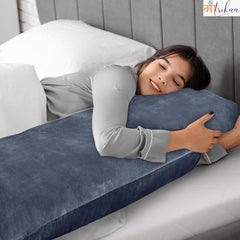Full Body Pillow, Long Sleeping, For Side Sleeping Hugging, Cuddling, Relaxing, Dark Grey - 54 X 18 Inches | For Pregnancy Comfort, Velvet Pillow With Removable Cover, Adjustable Pillow