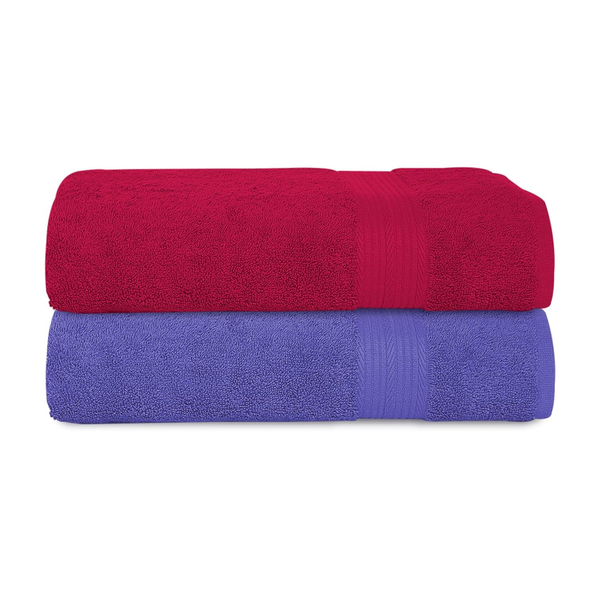 House Of Terry 100% Cotton Bath Towel 1000 Gsm | Quick Dry, Soft & Absorbent, Fade-Resistant, Skin-Friendly Large Size Towel (Paradise Pink & Lilac) - Pack Of 2