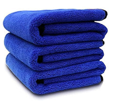 Auto Hub Heavy Microfiber Cloth For Car Cleaning & Detailing, Double Sided, Extra Thick Plush Microfiber Towel Lint-Free, 800 Gsm | Pack Of 3 (Blue)