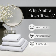 Ambra Linens Highly Absorbent Towel 500 Gsm | 100% Cotton, Soft And Plush, All Seasons Use, Large, Everyday Use, Durable (1hand, 1face, 2bath Towels Set) | White