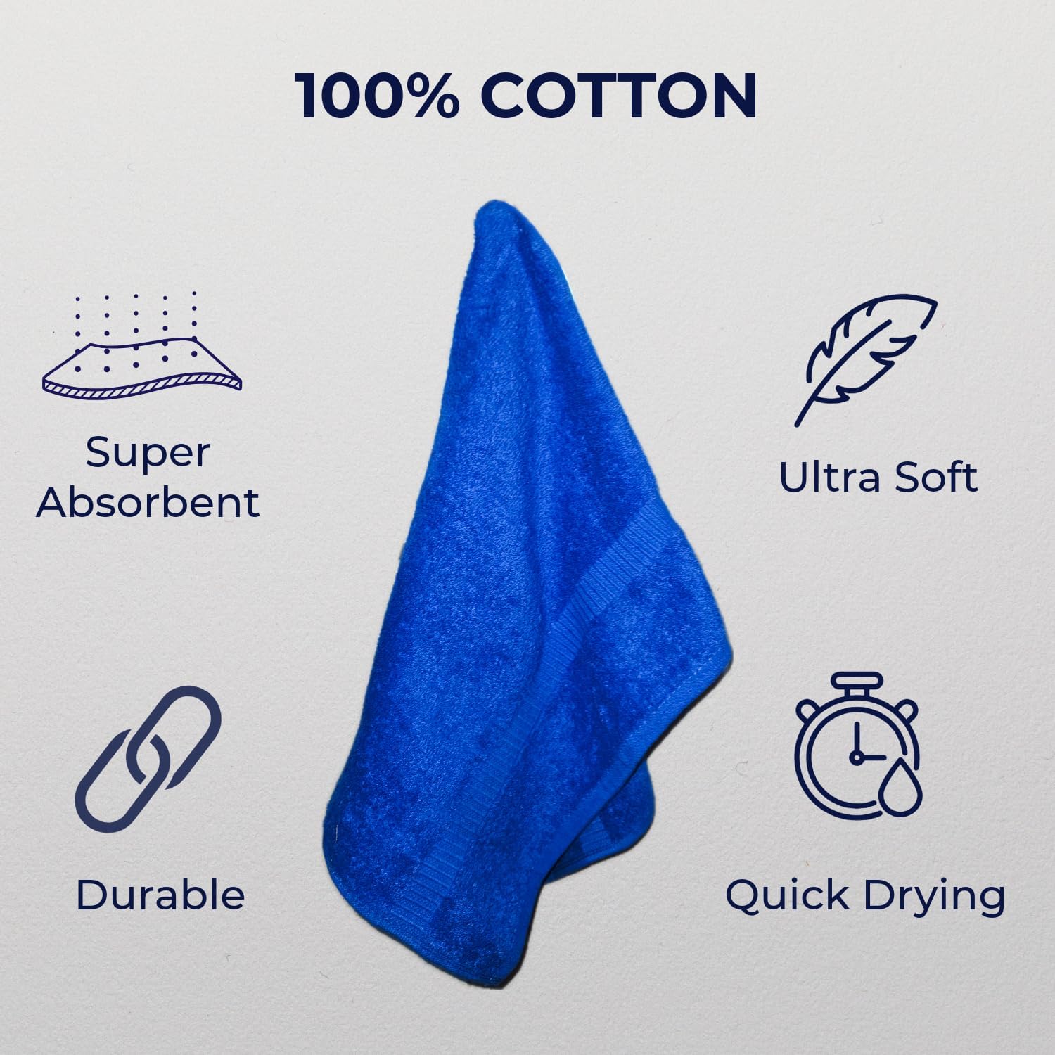 Nive Home Linens 100% Cotton Hand Towel 400 Gsm | Ultra Soft, Thick & Super Absorbent, Quick Dry Hand Towel (Red & Blue) - 2 Pcs