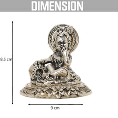 God Idol Laddu Gopal Murti, Silver Plated, Bal Krishna Idol, Aluminium, Statue, Handmade, All Occasion, Showpiece Idols | Best Gift Option, Krishna Murti