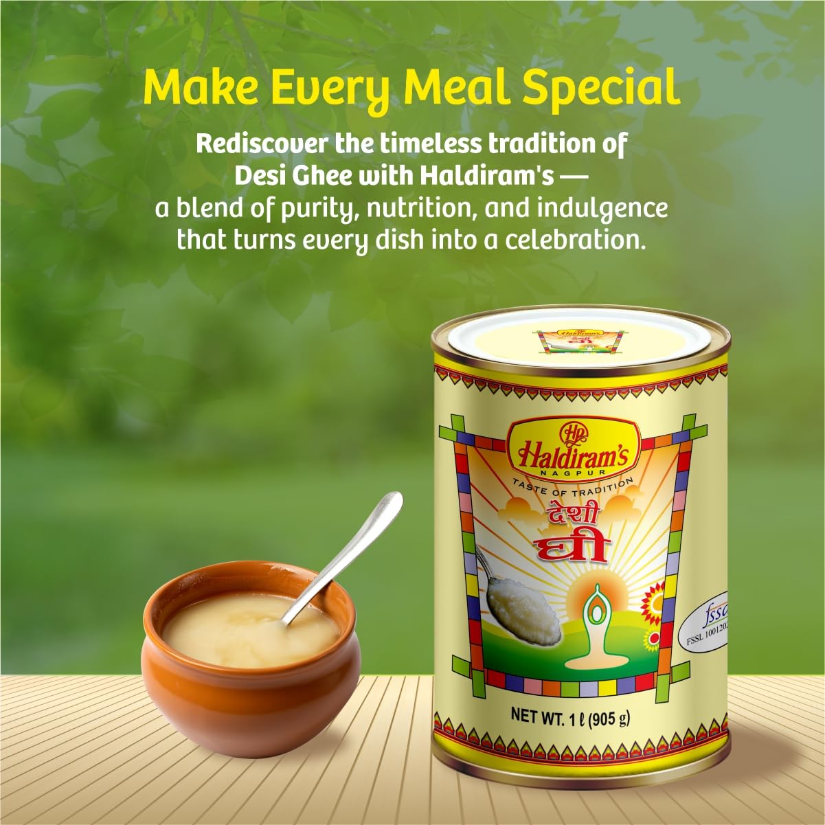 Organic Cow Desi Ghee By Haldiram'S | Great Source Of Healthy & Nutrients Desi Cow Ghee Good For Dishes | (500ml) 16.9 Ounce | Tin Pack