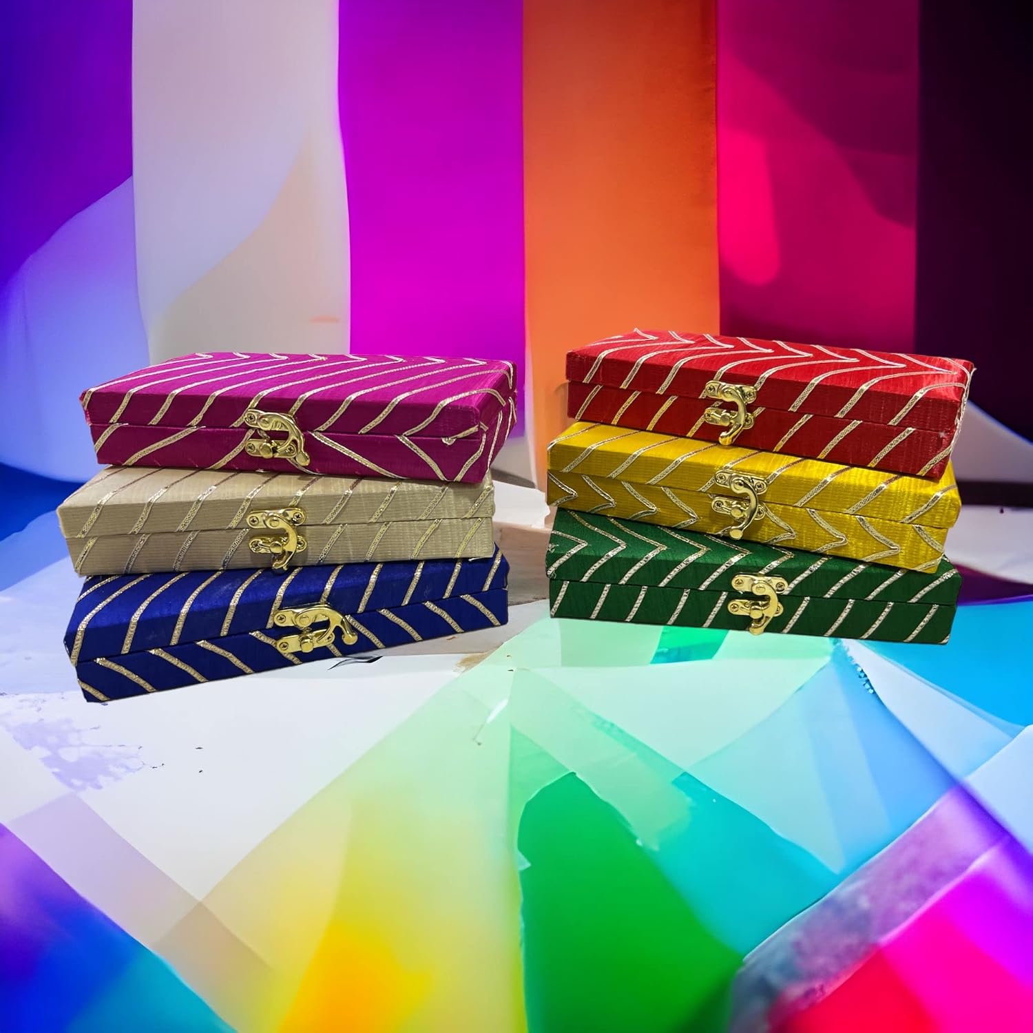 Leheriya Gota Cash Box, Gift Box, Shagun Box, Gaddi Box, Shagun Envelope, Mixed Colour, Pack Of 2, Material - Wood