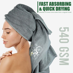 Rangoli 100% Cotton Martin Bath Towels 540 Gsm | Quick Dry, Ultra Soft, Highly Absorbent Printed Bath Towel For Men & Women Luxury & Highly Absorbent Towels - Grey (Set Of 1)