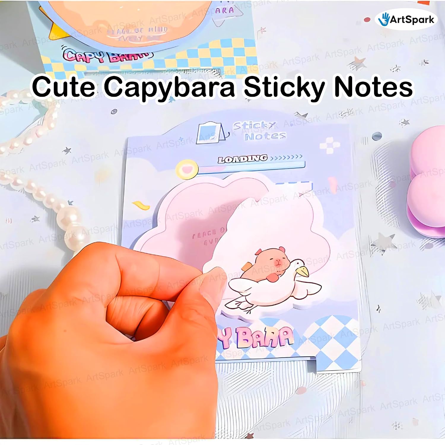 Capybara Sticky Notes – 60 Sheets Kawaii Memo Pads, Self-adhesive Sticky Notes For Study, Writing