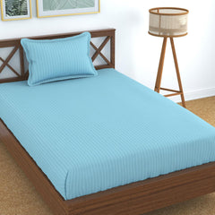 Glace Cotton Single Bedsheet With 1 Pillow Cover (89 X 57 Inches, Light Blue) | Long Lasting Durability & Comfort For Your Living Space