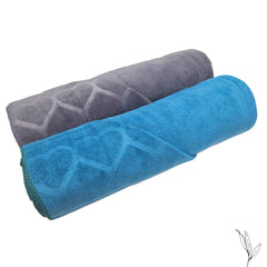 Nive Home Linens Microfiber Bath Towel 800 Gsm | Self Design, Ultra Soft, Super Absorbent, Quick Dry (Gray & Teal)- Pack Of 2